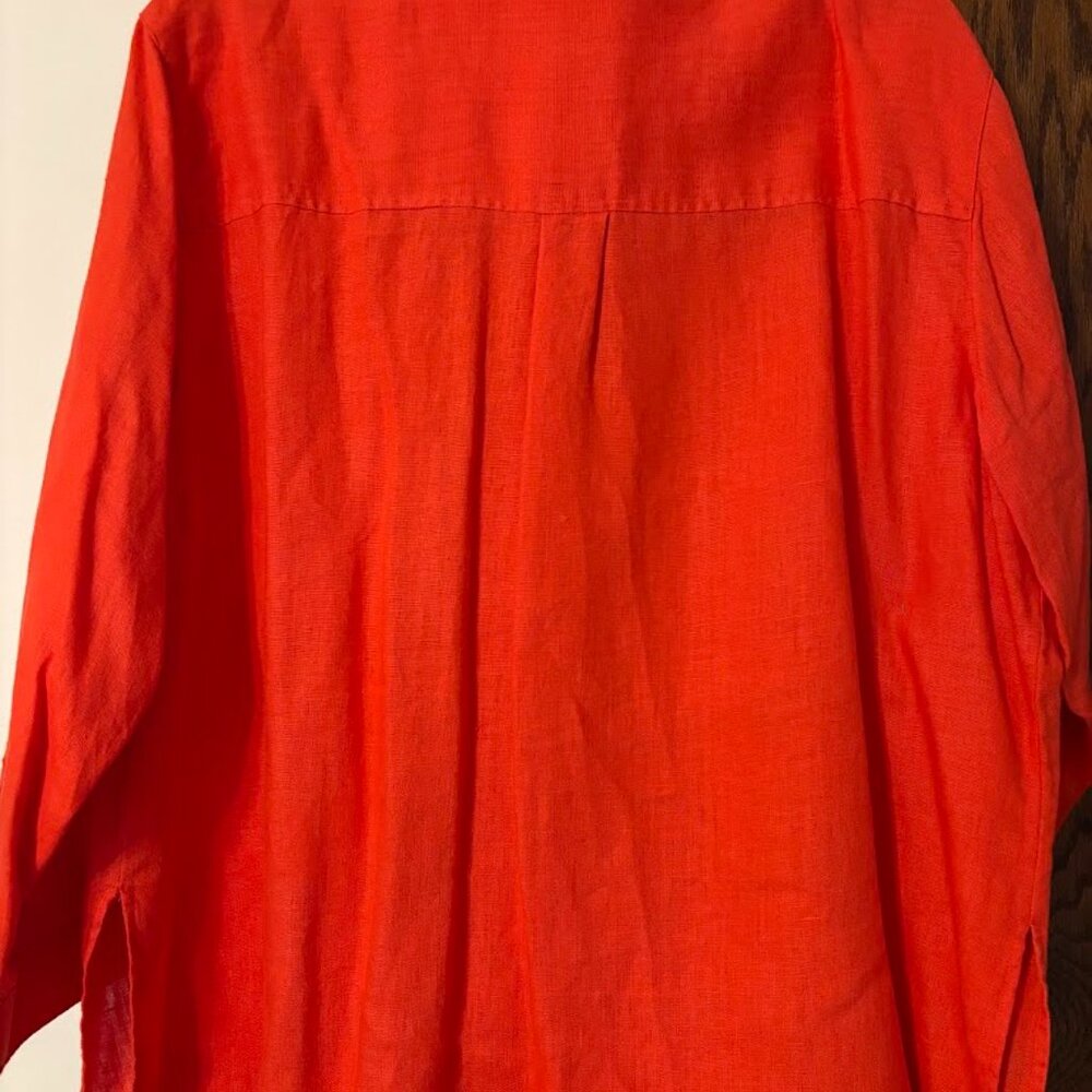 Beautiful Studio Works Orange Linen Top with Long Sleeves (3x) for any occasion - Picture 14 of 16